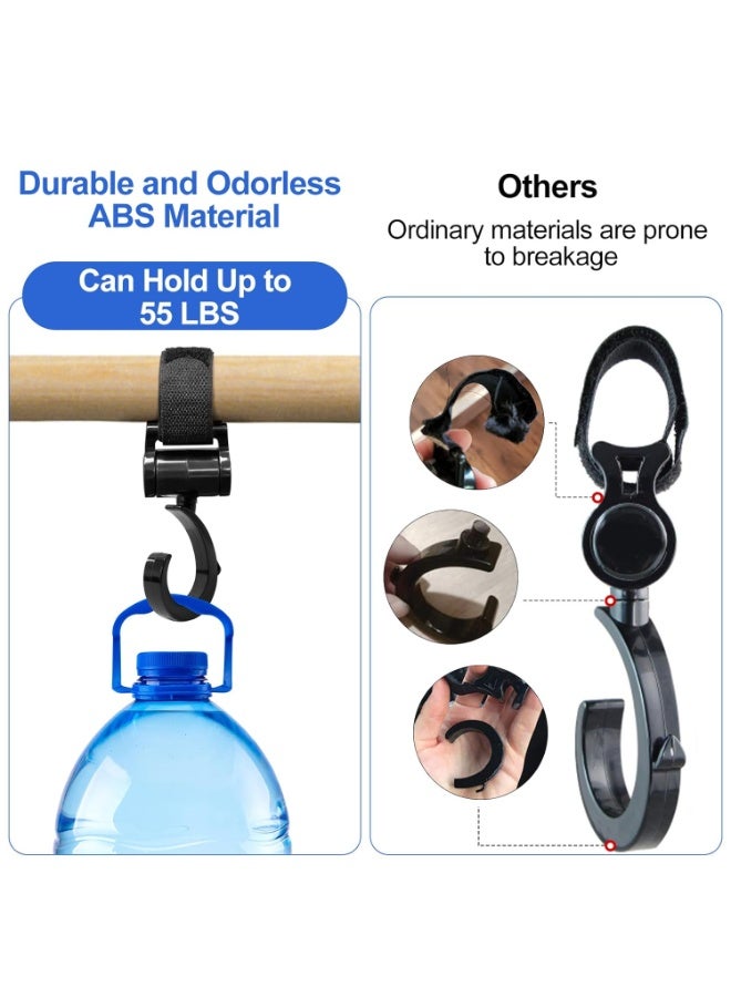 PTTIMFFM 4-Pack Universal Rotating Hook Set, Adjustable Heavy-Duty Hooks with Velcro Straps for Golf Carts & Strollers, Ideal for Hanging Bags, Towels, Hats & Essentials - Image 4